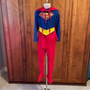 Supergirl 3 piece Halloween costume. Red and blue. Size small/petite. Pre-owned.